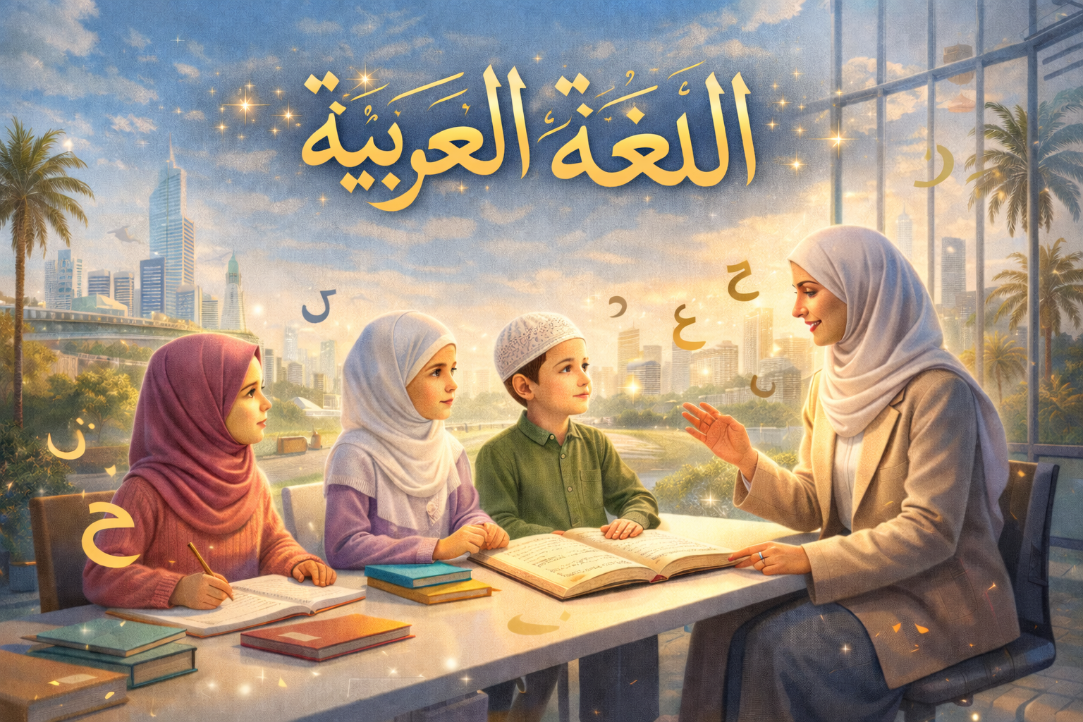 Arabic language book and pen for advanced learning